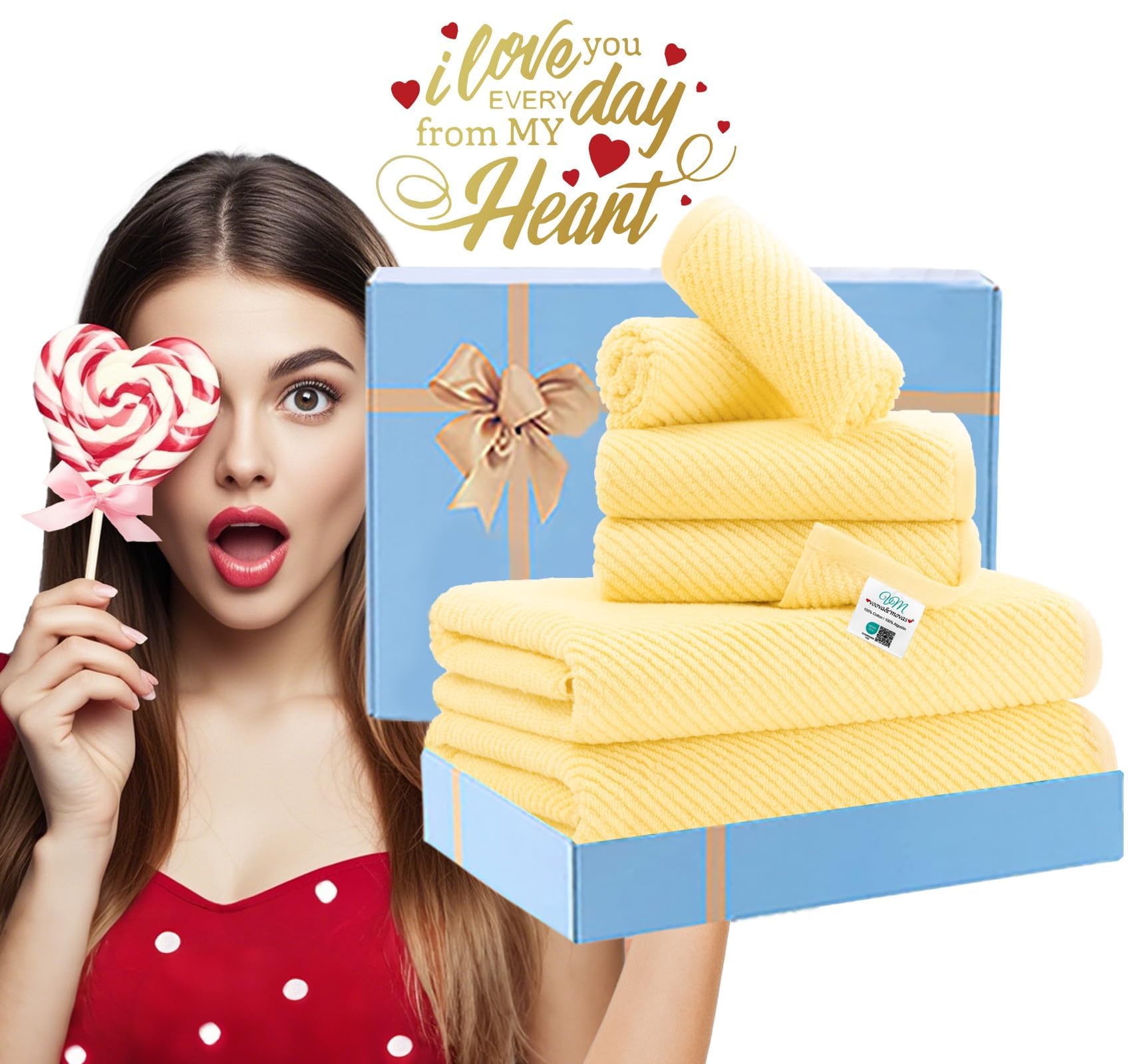 Amazon.com: VOOVA & MOVAS Yellow Bath Towels - 100% Cotton | Quick